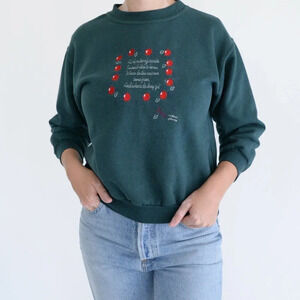 Vintage Northern  Getaway Green Fall Apple Crewneck Sweater M